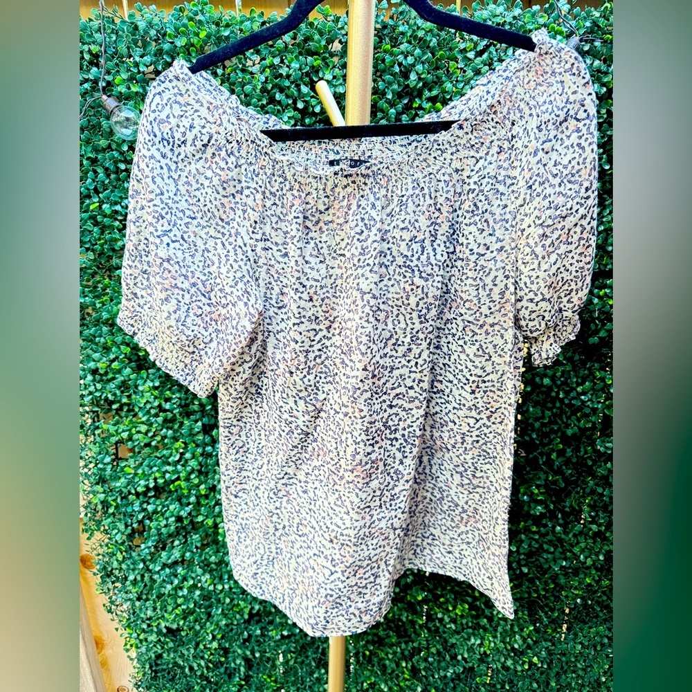 Theory Blouse Top Margina Splatter Gauze Cotton Peasant Size Medium 70774574
